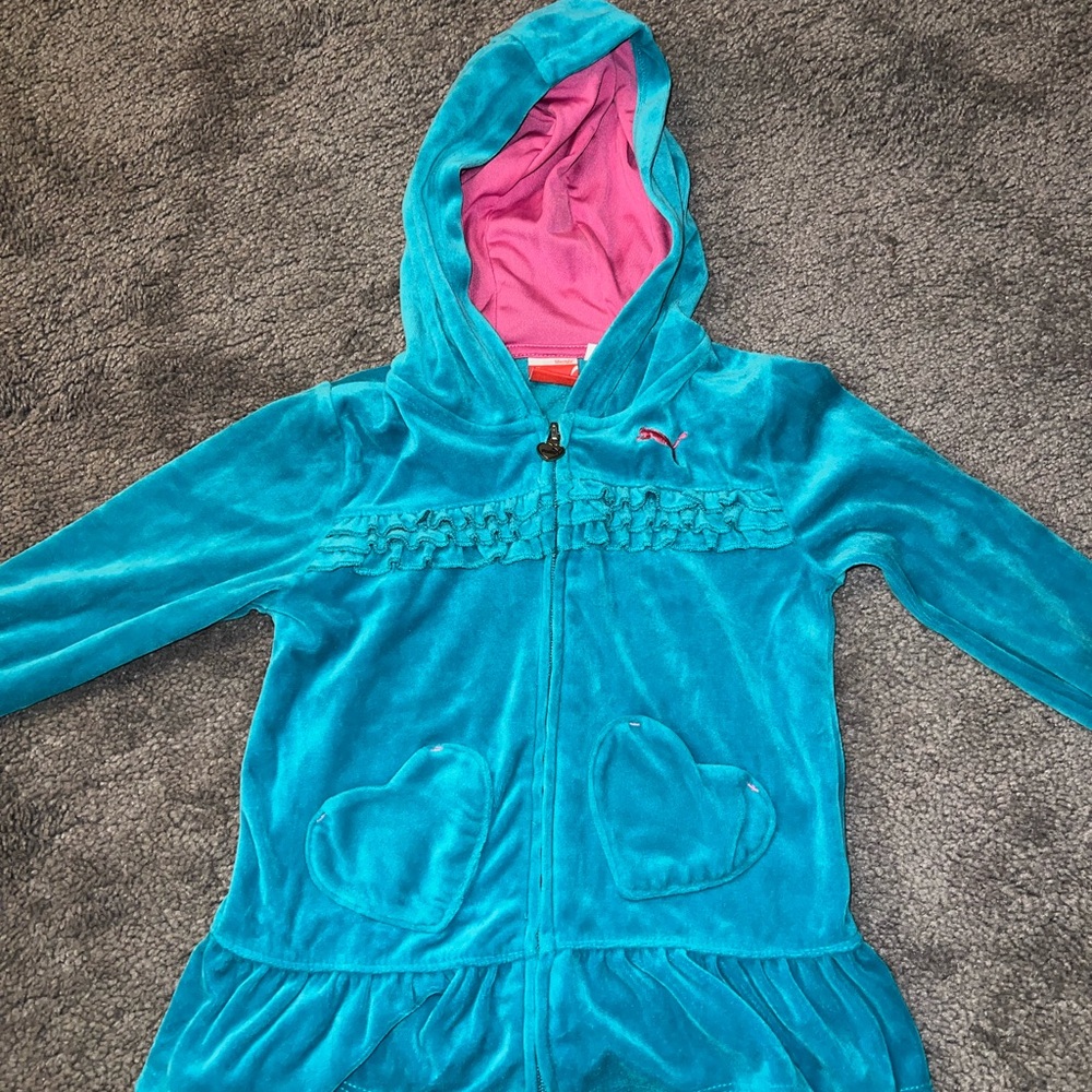 Puma Blue Hoodie with Pink Lining